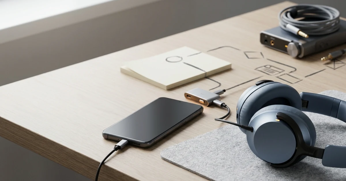 og:image de auriculares-faciles-de-mover-desde-movil-usb-c dibujada por gemini